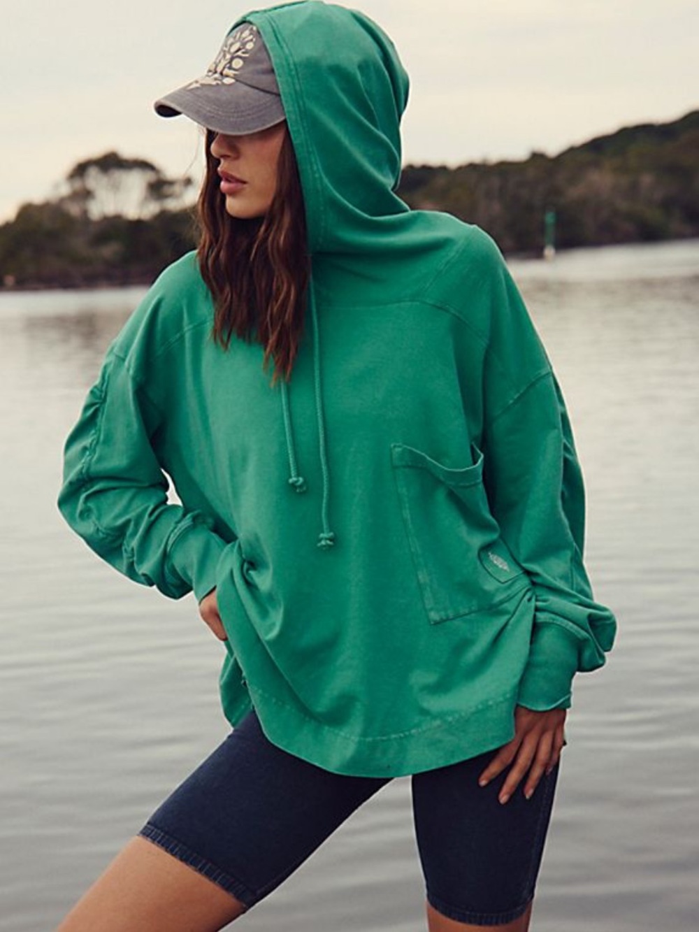 Free People Emerald Green Oversized Hoodie